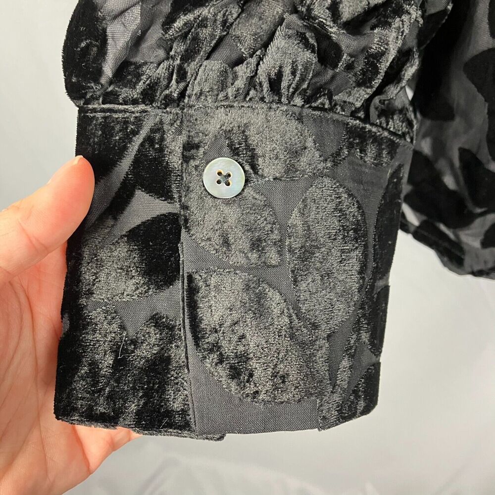 Gretchen Scott Sheer Velvet Burnout Blouse Women XL Designer Boho Whimisigoth - Picture 5 of 9